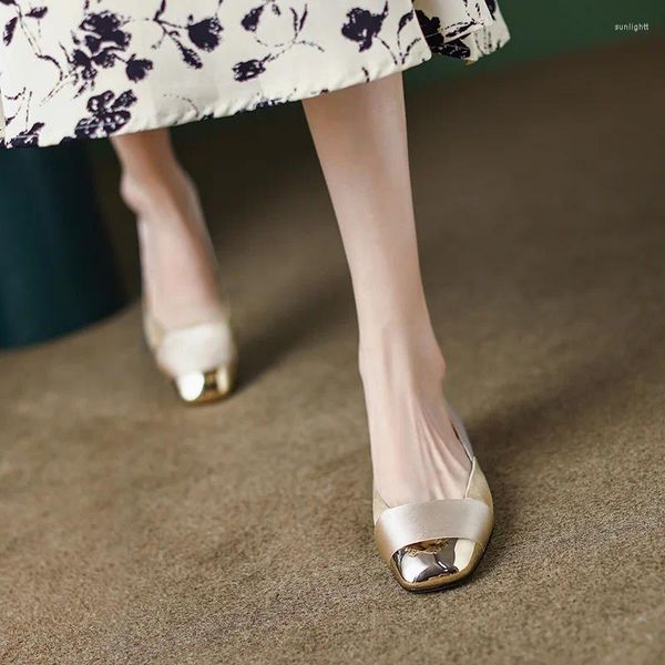 Scarpe eleganti Patchwork Donna Brand Design Chaussures Femme Mocassini punta quadrata Vintage Sapatos Feminino Autunno Zapatos Para Mujeres 2023