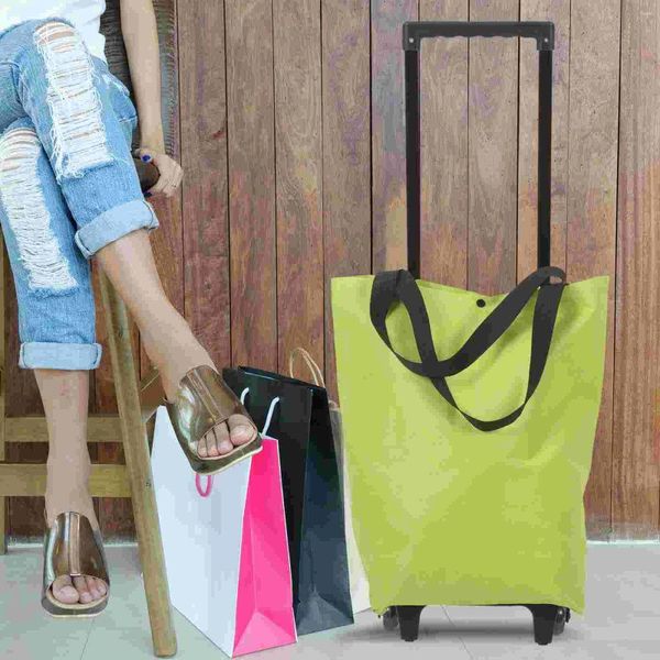 Storage Bags Shopping Tug Bag Reusable Grocery Cart With Wheels Hand Truck Foldable Large Pouch Metal Trolley