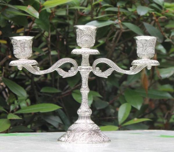 Kerzenhalter Metall 3 Arme Hollow Design Candlestick Tabletop Stand Wedding Decoration Candelabra Home Candelabrum2498144