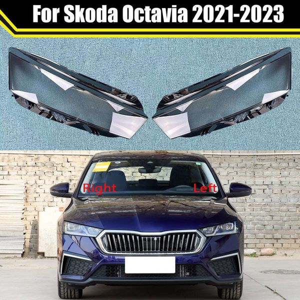 Lâmpada de luz automática para Skoda Octavia 2021 2022 2023 Lens de tampa do farol do carro Lens de vidro de vidro para farol de farol transparente