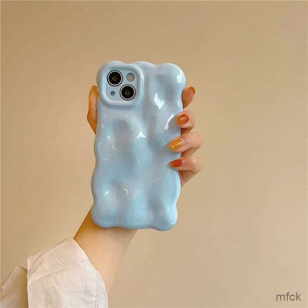 Mobilfunkkoffer Macarons Wellenblasen Feste Farbhülle für iPhone 15 14 11 12 13 Pro Max Shine Soft Shell Drop Resistant Stoßfänger Rückenabdeckung