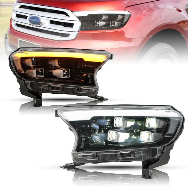 Luzes frontais do carro para Ford Ranger faróis 20 16-20 17 Everest Full Drl Drl Turnic Signal Lâmpada