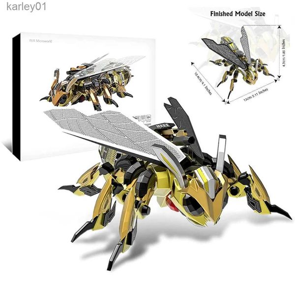 3D Puzzles In Stock 3D Metal Puzzle Games Mechanical Bumblebee Models Assemble Kits Laser Cutting Jigs Action Figure Model Toys Gifts YQ231222