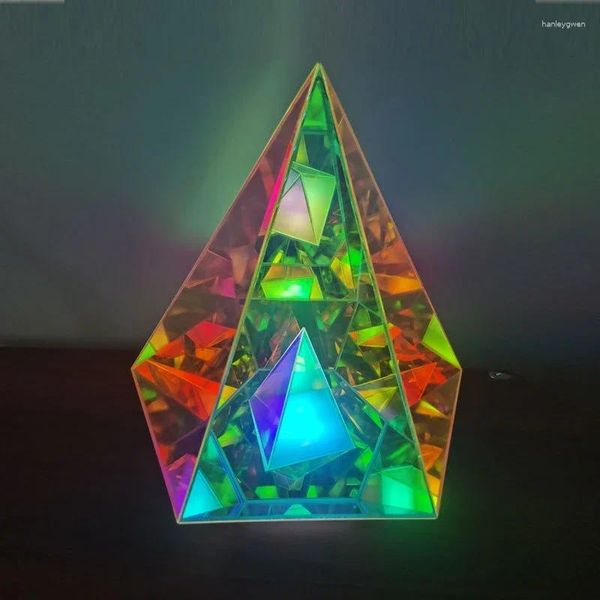 Lampade da tavolo moderna piramide USB USB acrilico colorato atmosfera colorato decorazione regalo per camera da letto leggera facile installazione