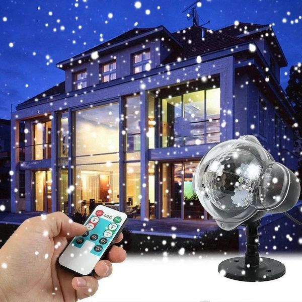 Lampen Neu Weihnachten Outdoor LED -Schneefall leichte Schneeflockenprojektion Lampe Garten Rasen Schneedusche EU US -Stecker mit Fernbedienung