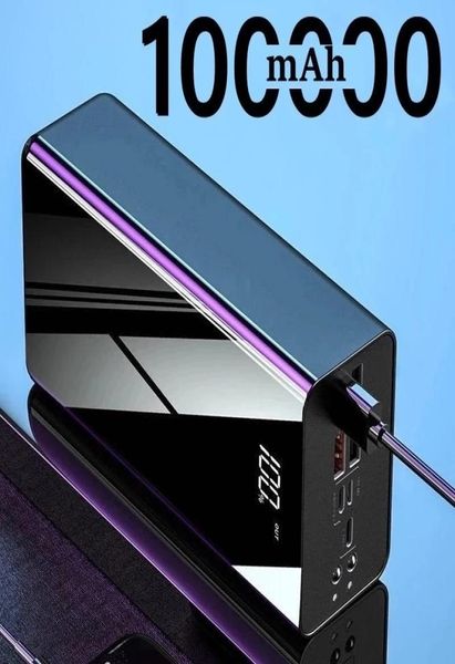Batterie 100000Mah Power Bank per Xiaomi Huawei iPhone Samsung Powerbank USB Poverbank Caricatore portatile PACCHETTA BATTERE ESTERNO ESTERNO9755727