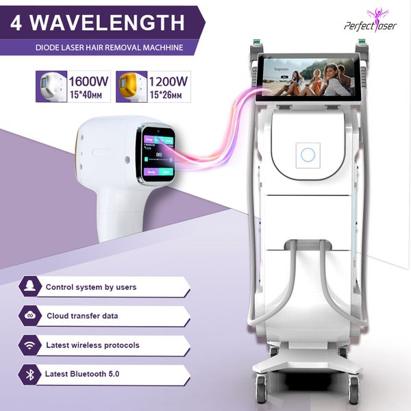 2024 Diodenlaser -Haarentfernungsmaschine für Frauen und Mann weiße Haarentfernung Eisgeschwindigkeitsdepilation 755 808 1064nm 1600W 1200W