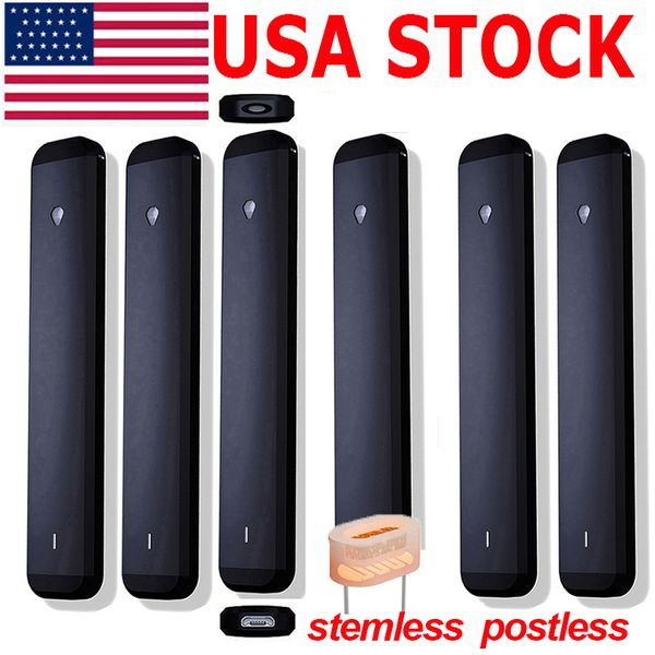 USA STOCK 1 ml Penna a vapo usa e getta Pod senza gambo Postato senza gigarette E-sigarette VAPORIZZER CERAMIC CARRI OLIO SPEGGI OLIO