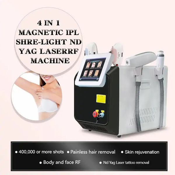 Prezzo di fabbrica Macchina laser portatile 4 in 1 IPL+RF+nd YAG Laser Capelli Rimozione del tatuaggio Multifunzione Macchina multifunzione