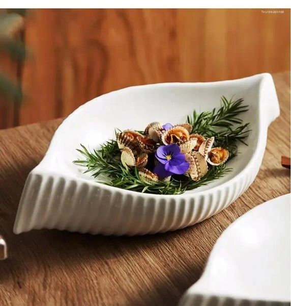 Piatti piatti in ceramica a doppia strato a forma di conchiglia El Cucina molecolare Sashimi Cena da cucina forniture da tavolo da cucina