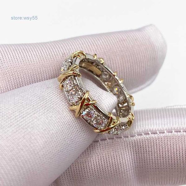 Band Rings Designer Luxury Ladies Cross Band x Gold com 16 Diamonds Fashion Classic Jewelry 18K Silver Plated for Men Men Lover Couples Love Siget Wedd 59gr