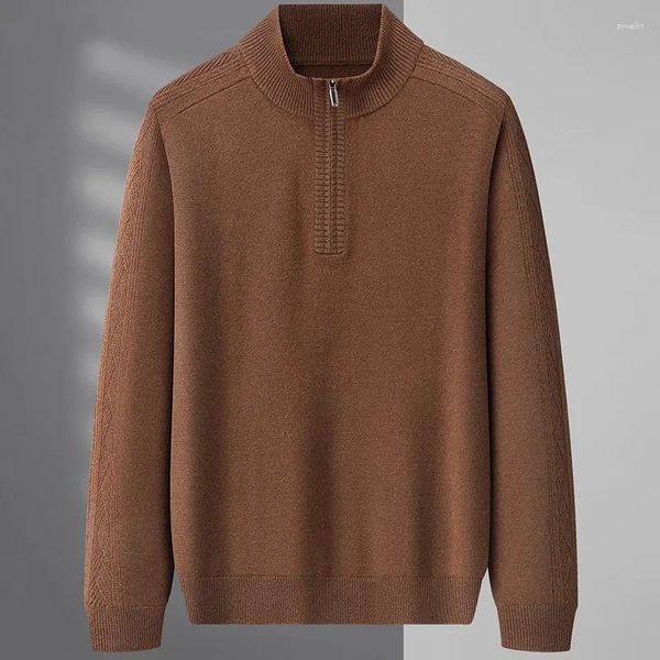 Suéteres masculinos Chegando moda outono e inverno suéter no pescoço de meio alto lã de colarinho alto xl 2xl 3xl 4xl 5xl 6xl 7xl