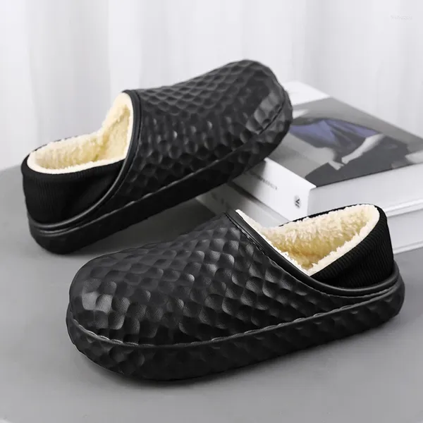 Sapateiros de sapatos de sapatos casuais deslizam para homens do pé redondo de dedo redondo confortável calçados à prova d'água de algodão