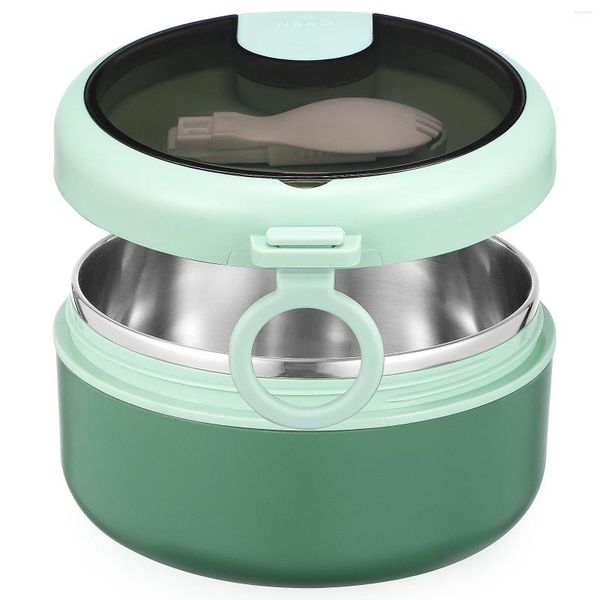 Set di stoviglie Ciotola per ramen in acciaio inossidabile 304 Lunch (fodera inossidabile - Verde matcha) Custodia per zuppa Bento Box grande