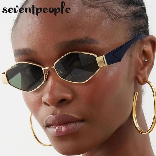 Sonnenbrille Metall Rhombus Frauen 2023 Designer Mode unregelmäßige Sonnenbrille für Männer trendy polygonale Sonnenbrille Unisex