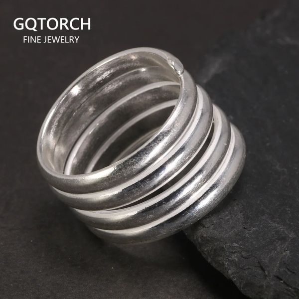 Eheringe echte 925 Sterling Silver Spring Ring Einfacher mehrschichtiger eleganter Schmuck Eröffnung Haken Punk Ring 231222