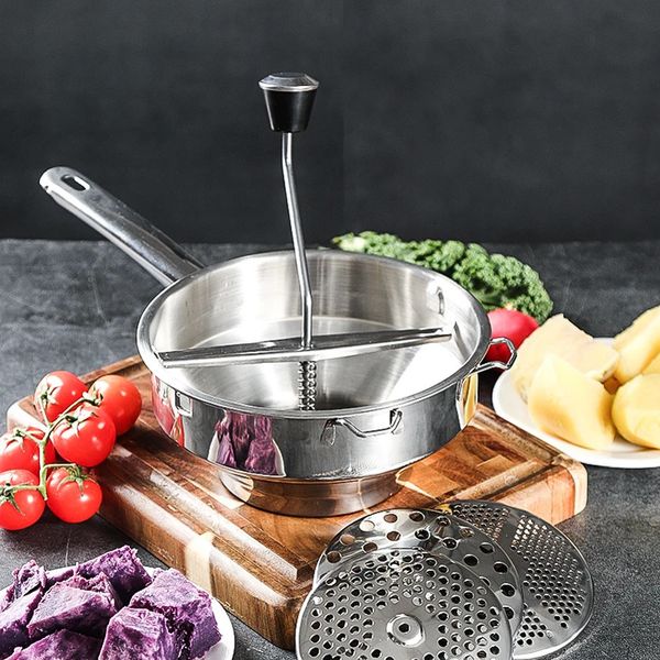 Holaroom Potato Masher Kürbis Gemüse Püree Presswerkzeug Edelstahl Mühle Früchte Futter Mashing Accesorios de Cocina 231221