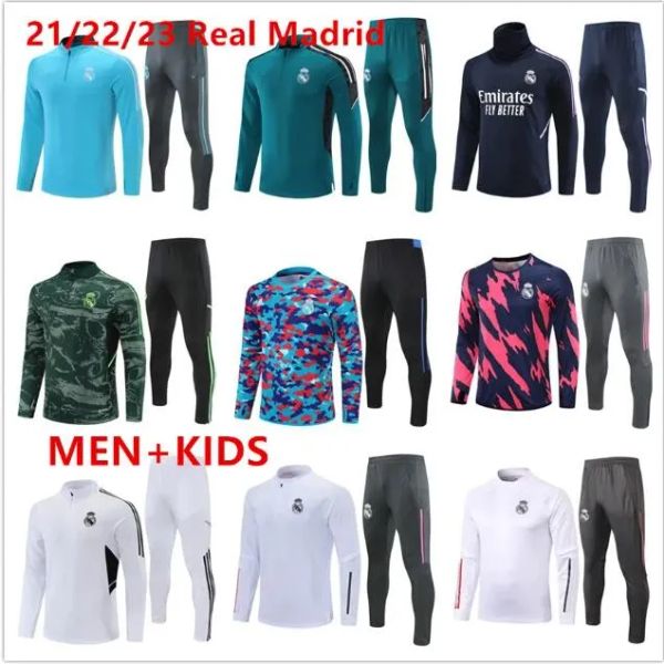 22 23 Set de traje tracksuit do Real Madrids Treinamento Men and Kids Football Jacket