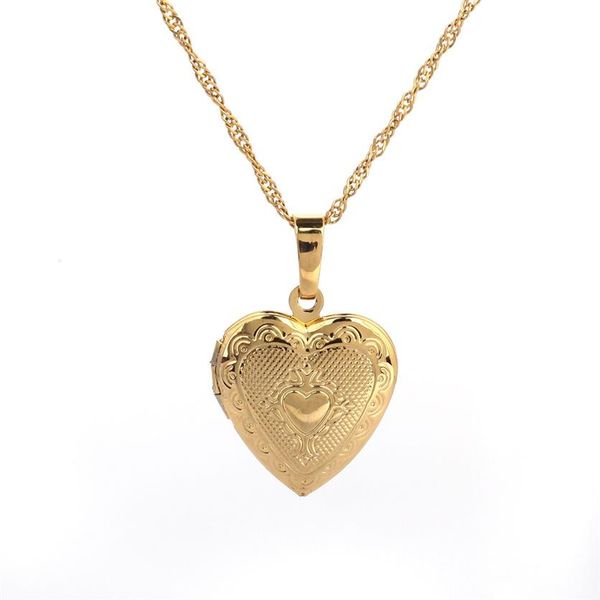 Kadınlar için Altın Renk Körfezi Takı 24K Altın Kolye Moda Sevimli Romantik Kalp Kolye Zinciri266Q