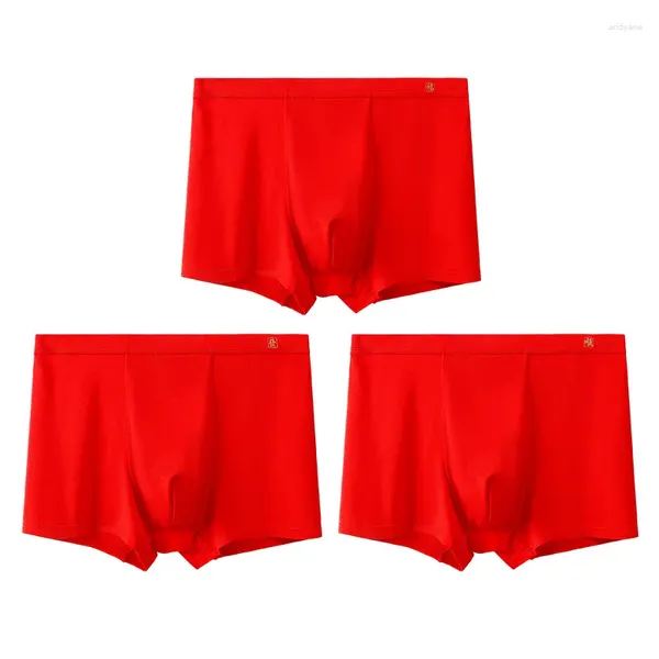 Unterhose der Unterhose des Jahres der Herrenunterwäsche modal nahtlos atmungsaktive rote Boxer weich und fein