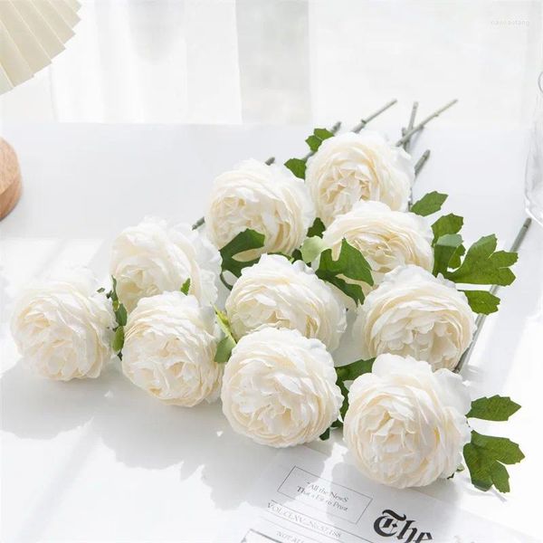 Flores decorativas 5pcs Artificial Peony Flower Wedding Groomsmmen Damas de honra que mantêm o palco da Decoration Road Lead