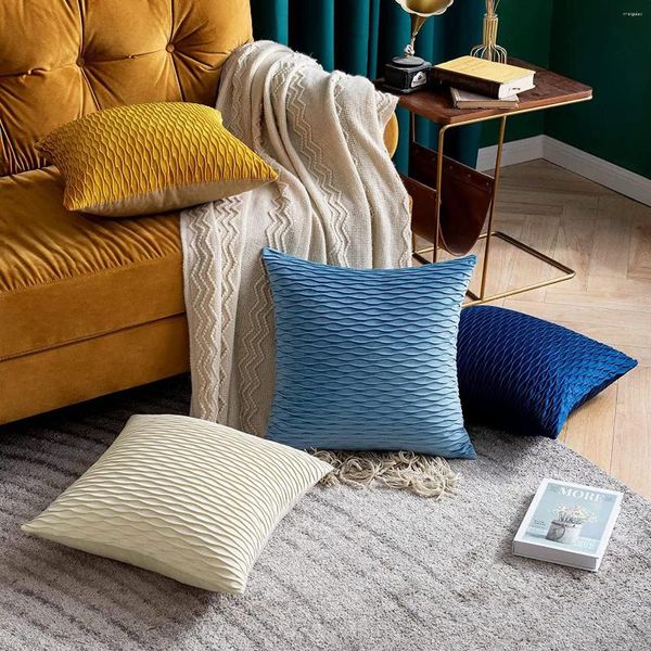 Yastık ışık lüks kanepe yastık atma kapak düz renkli nordic ins sandalye kadife pilili çizgili çanta ev dekor