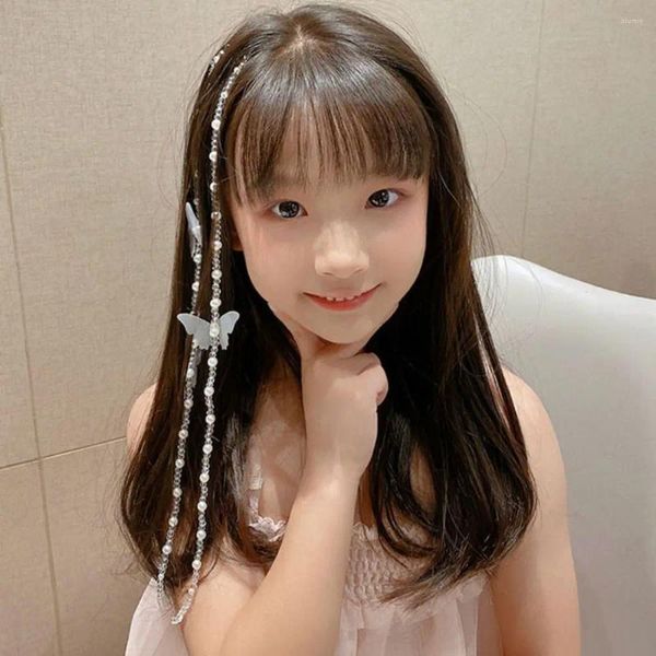 Accessori per capelli giapponese estate farfalla intrecciata fiore dolce clip in stile coreano catena per bambini perla adorabile