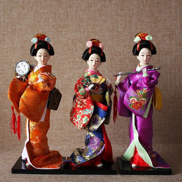 30cm Kawaii Japanese Lovely Geisha Figuras Dolls com belo Kimono House Office Decoration Miniature Birthday Gift 231222