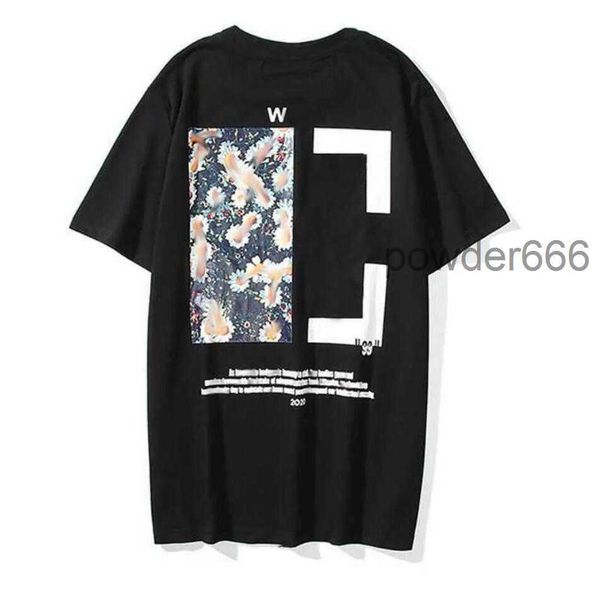 New Men Womens Fashion Tops Sports Sport Tshirt Designer de verão Fora de camisetas brancas Tshirts de algodão de luxo solto Summer casual Mangas curtas Pintura a óleo Black B Dhwr