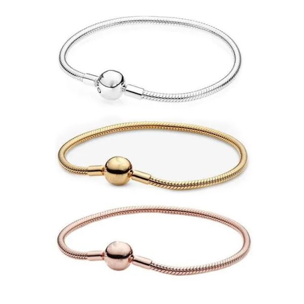 PANDO-925 Sterling Argento penzolamento del braccialetto osseo di serpente braccialetto rotondo bottoni di moda femminile europeo e americano braccialetto europeo e americano