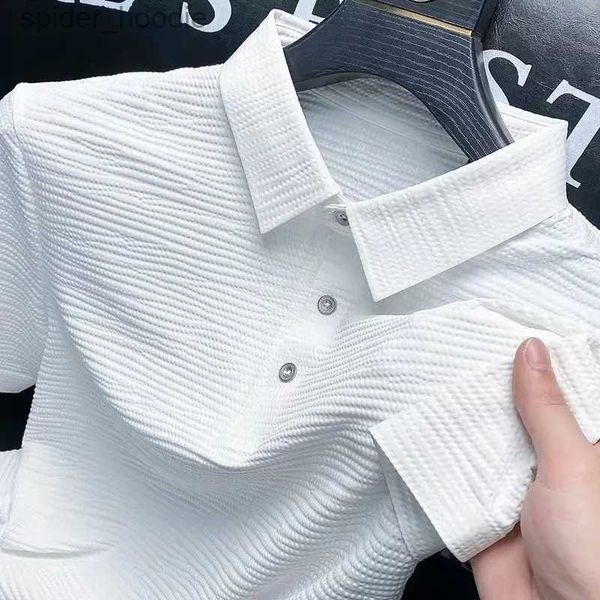 Polos maschile 2023 Abbigliamento maschile da uomo Shirt bianco Summer Casual Botton Down Shro Shol Short Sh She Shier Tops Business Lapal L231222