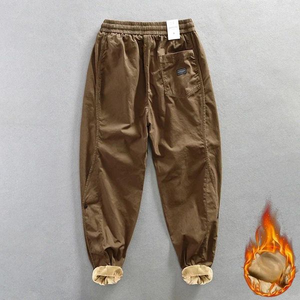 Pantaloni da uomo inverno inverno velluto cargo comodo morbido addensato mantieni caldi pantaloni da strada retrò