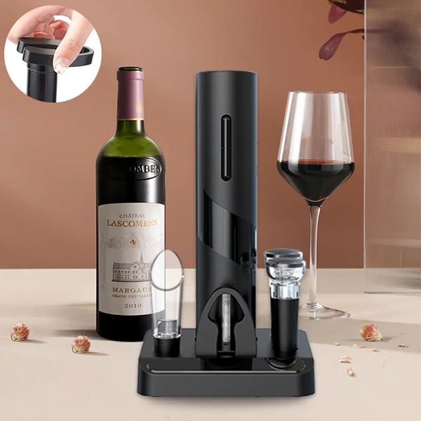 Apri di bottiglia di vino elettrico con taglierina per foglio OneClick Pulsante ricaricabile Red Corkscrew per amante del bar per feste 231221