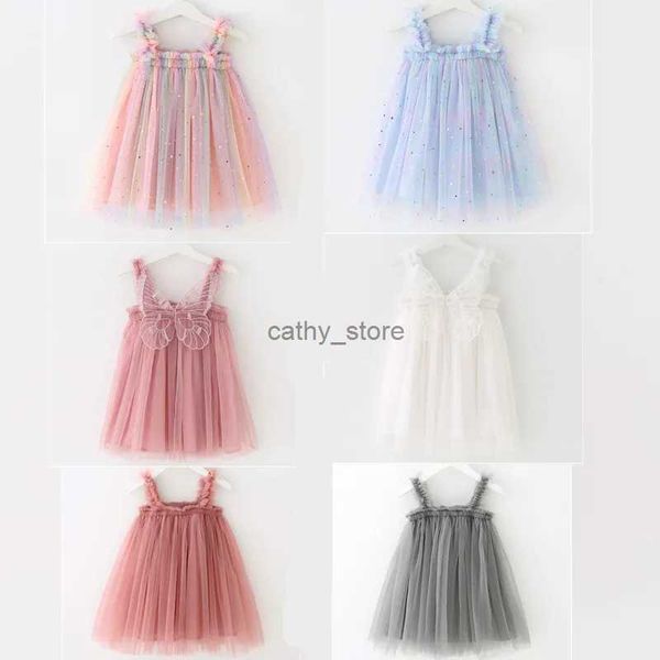 Vestidos de menina Kawaii Girl Princess Dress 1-5t Criança bebê lantejoulas de lantejoulas sem mangas roupas de verão crianças fantasia de casamento recém-nascido casual wearl231222