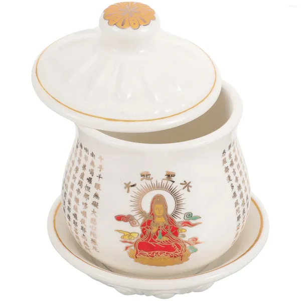 Copos de vinho porcelana xícara de buda decoração de cerâmica cerâmica Religião Cerâmica que oferece caneca de água para o templo