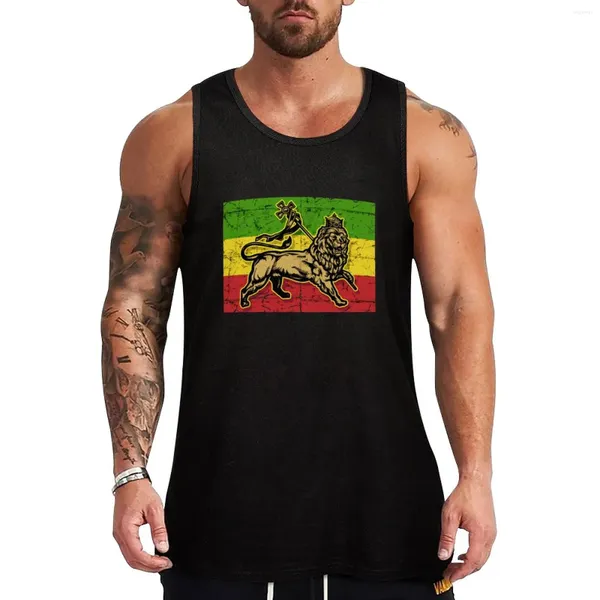 Tops da uomo Tops del leone vintage di Giuda Flag Top Bodybuilding Shirt Sport Sports For Man Gym T Sleeveless T-shirt