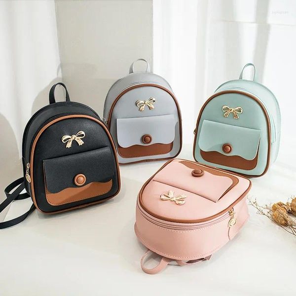 Schultaschen 2023 Mode Frauen koreanischer Stil Mini-Rucksack PU Leder kleiner Rückenless Bag Multifunktional Mädchen '