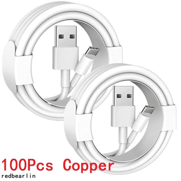 Schnelles Laden 60-100pcs Kupfer hohe Qualität 1m 3ft Typ C Micro USB-Kabel-Ladekabel für Samsung S20 S22 S23 Xiaomi Huawei Android Phone