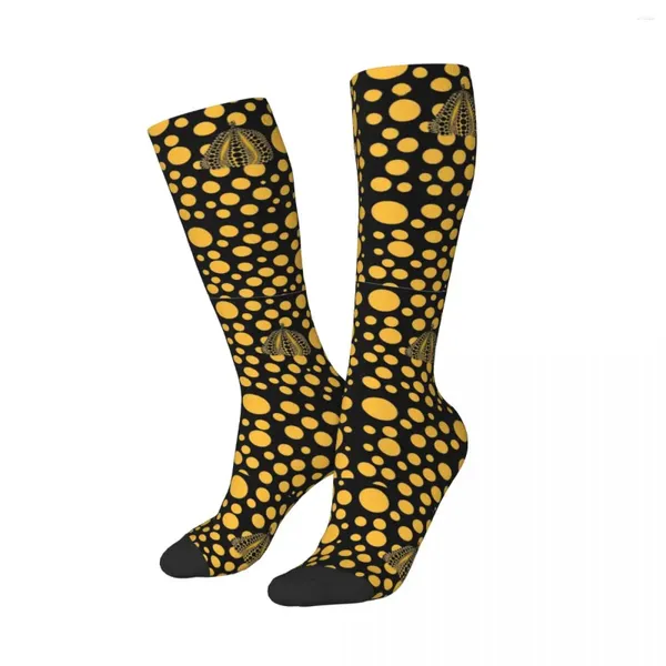 Herrensocken gelbe Punkte Yayoi Kusama Kürbiszubehör lange Kompression Winter Executive süß für