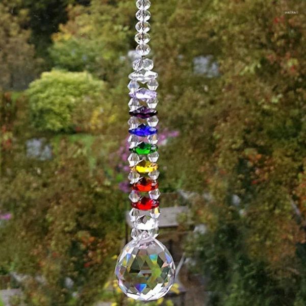 Decorazioni da giardino PRISMS a sfera di cristallo trasparente Suncatcher Fengshui Ciondolo a sospensione Ornamento Rainbow Maker per la decorazione per la casa