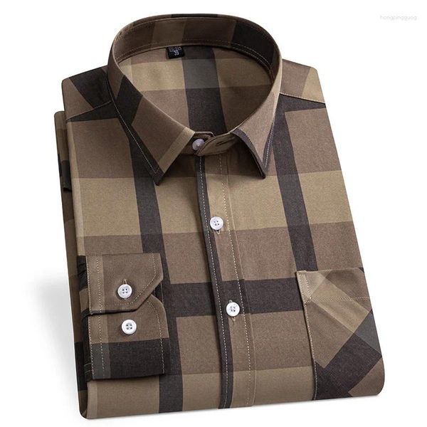 Männer lässige Hemden plaid für Männer Langarm Nicht-Eisen-Anti-Drink-Mode-Saison Dünne Easy Care Soft Smart Slim Fit Business Shirt Shirt