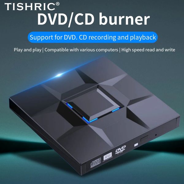 Tisric USB 3.0 Typ-C externe DVD-Laufwerk CD-Player CD DVD RW Optical Drive DVD DVD-Autor für Laptop Notebook 231221