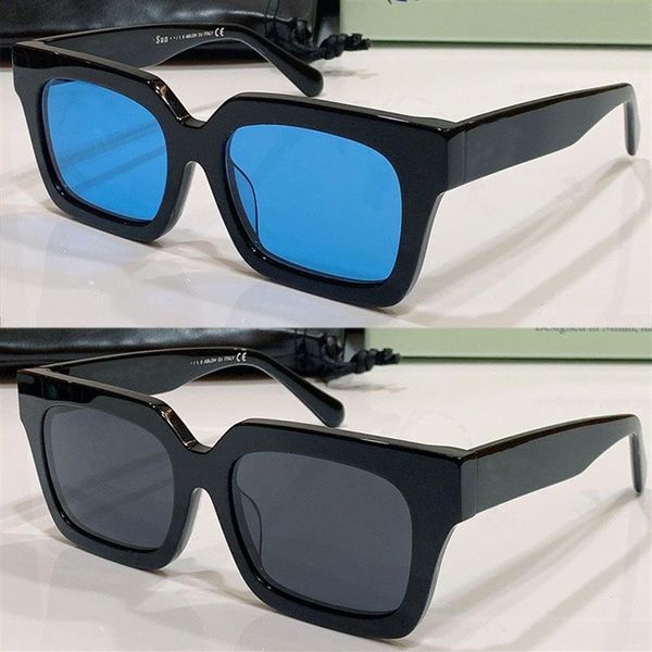 Мужские солнцезащитные очки OW40001U Женская мода Классическая квадратная квадратная черная белая рама Голубая