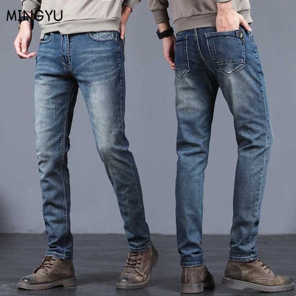 Jeans maschile 2023 brand abbigliamento motociclista jeans uomini streetwear long slim denim pantalone magro a metà vita leggero pantaloni elastici di cotone maschio 27-36 j231222