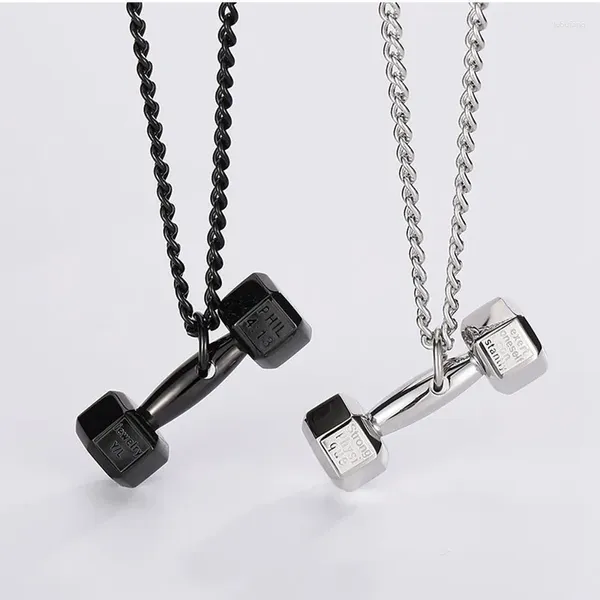 Garrafas Titanium Steel Hortigo pingente pingente colar de barbell fitness homens de personalidade Acessórios de joias