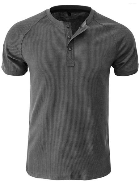 Camisetas masculinas verão 2023 American Tough Guy Slave curta Henley camisa