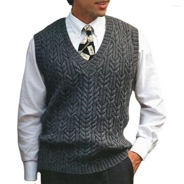 Camas de camisetas masculinas coletes de suéter homens simples all-match deco
