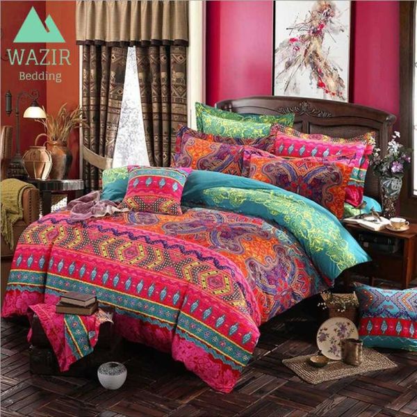 Wazir Edredon Bohemian Etnic Style Bedding Conjunto Twin Full Queen King Duvet Capa Pounhola Casamento Casamento Decoração Home Textile9805053