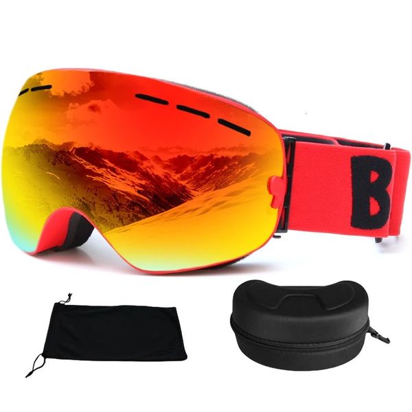Snap-On Double Layer Lens PC Skiing Anti-Fog UV400 Snowboard Goggles Мужчины Женские лыжные очки 231221