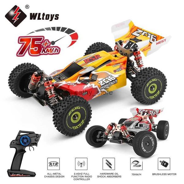 Auto elettrica/RC Wltoys 144010 144001 75 km/h 2,4 g RC Auto Brushless 4WD Electric Electric Speed ​​Off-Road Drift Toys per bambini Racingl231222